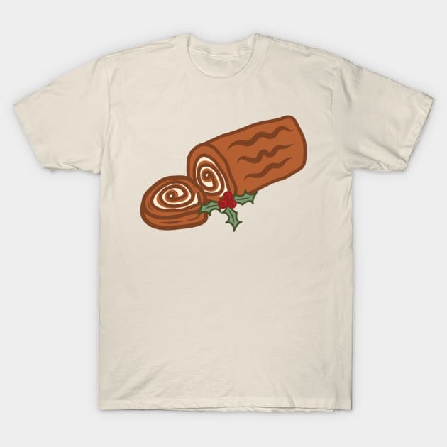 Cozy Retro Yule Log Holly Berry Vintage Aesthetic Pagan Christmas Pattern T-Shirt by retroyule